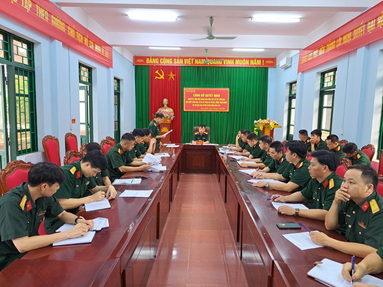 Thanh tra Quốc phòng - Bộ CHQS tỉnh Hà Giang làm việc tại  Ban CHQS huyện Quang Bình