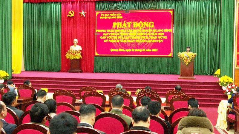 Phát động phong trào thi đua xây dựng huyện Quang Bình đạt chuẩn Nông thôn mới vào năm 2025, gắn với thi đua lập thành tích chào mừng kỷ niệm 20 năm Ngày thành lập huyện Quang Bình (23/12/2003-23/12/2023).