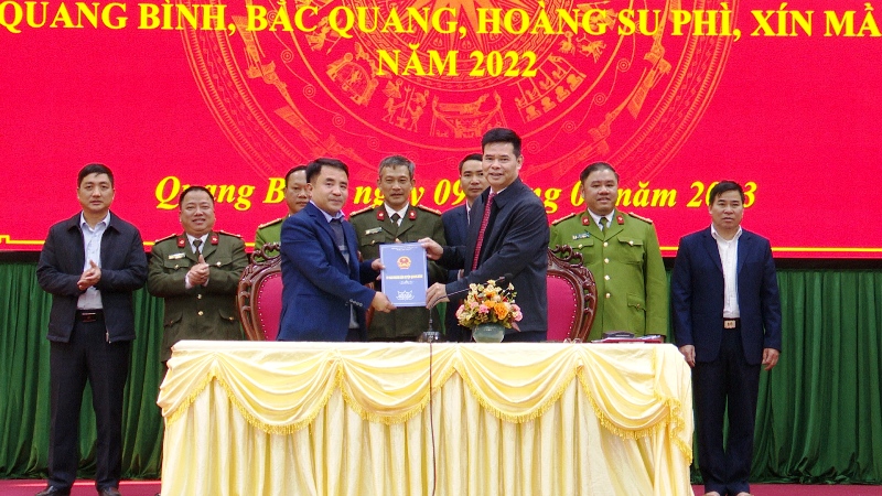 Hội nghị giao ban giáp ranh thực hiện quy chế phối hợp đảm bảo ANTT khu vực giánh ranh giữa 04 huyện Quang Bình, Bắc Quang, Hoàng Su Phì và Xín Mần