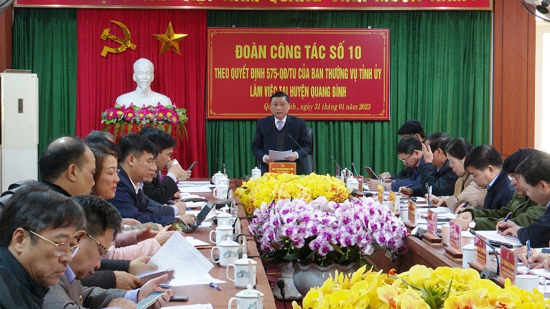 Đoàn công tác số 10 của BTV Tỉnh uỷ làm việc tại Huyện Quang Bình