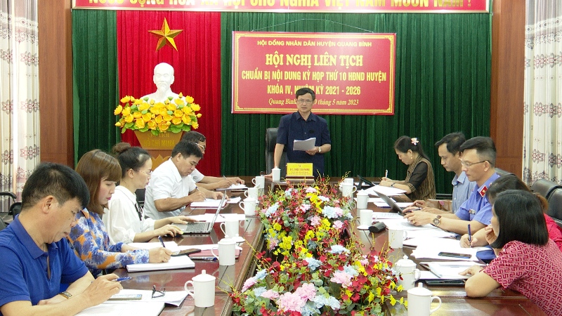Hội nghị liên tịch chuẩn bị nội dung kỳ họp thứ X HĐND huyện khoá IV, nhiệm kỳ 2021-2026